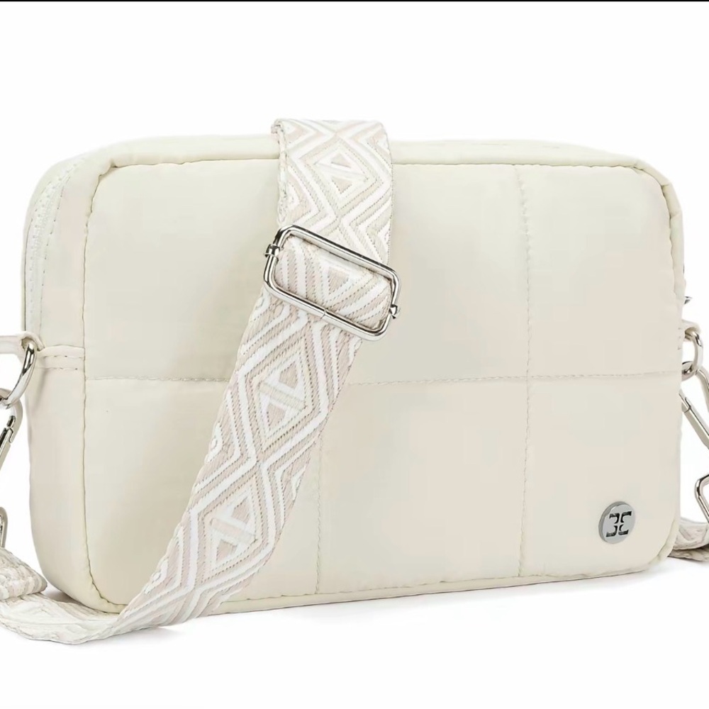 Telena Quilted Cream Crossbody w/ Pattern Strap — EUC - Picture 12 of 14